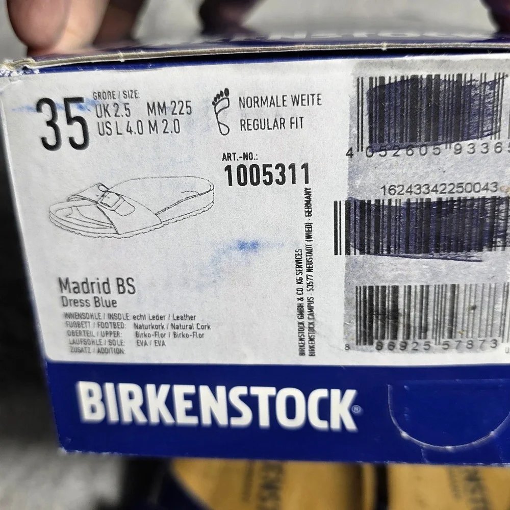 Birkenstock Madrid Blue Patent Leather Slides‎ Sandals Women EU 35 US 4 NIB